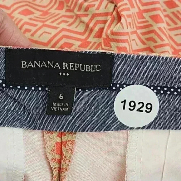 Banana Republic Geometric Print Orange/tan Shorts Women's Size 6 - Picture 6 of 6